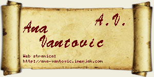 Ana Vantović vizit kartica